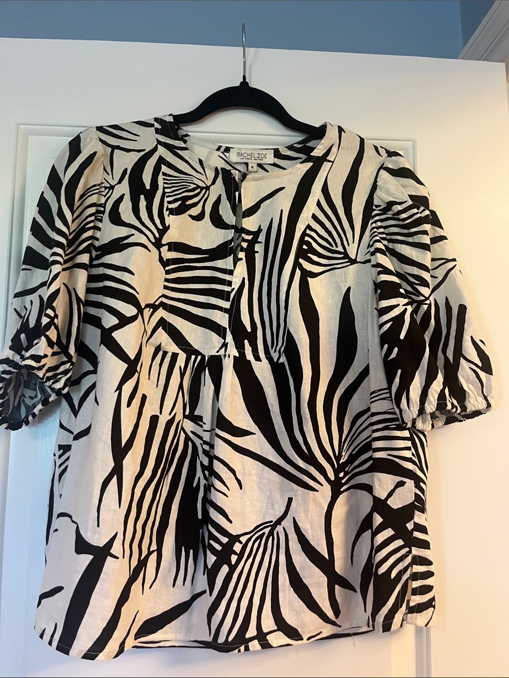 Rachel Zoe Black and White Botanical Print Top